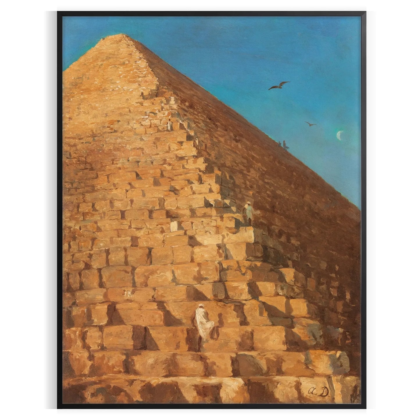 space Pyramid Vintage Art Poster captivating blend green orange hues stunning wall perfect gift addition decor ready non - framed options