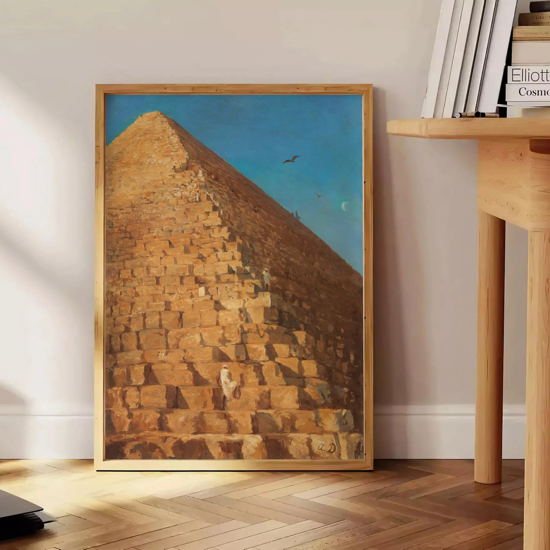 space Pyramid Vintage Art Poster captivating blend green orange hues stunning wall perfect gift addition decor ready non - framed options