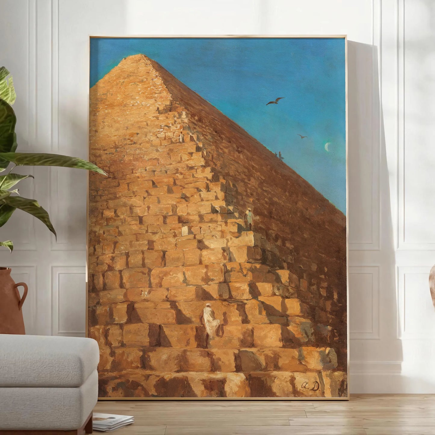 space Pyramid Vintage Art Poster captivating blend green orange hues stunning wall perfect gift addition decor ready non - framed options