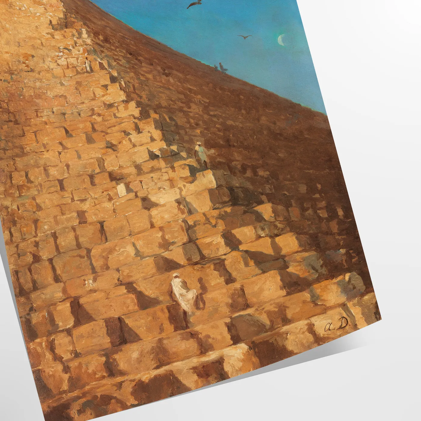 space Pyramid Vintage Art Poster captivating blend green orange hues stunning wall perfect gift addition decor ready non - framed options