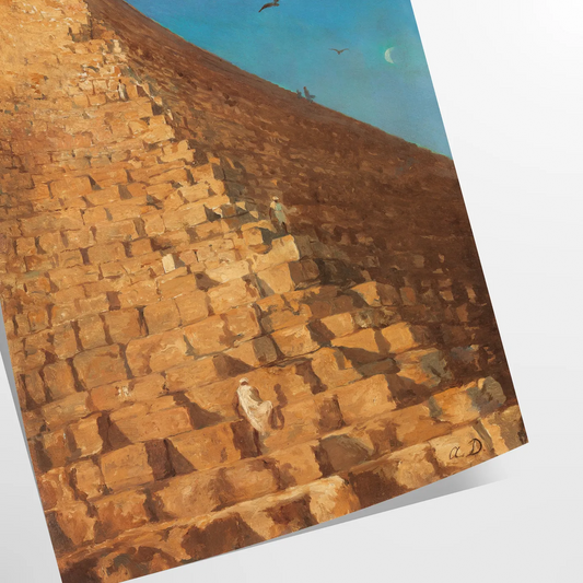 space Pyramid Vintage Art Poster captivating blend green orange hues stunning wall perfect gift addition decor ready non - framed options