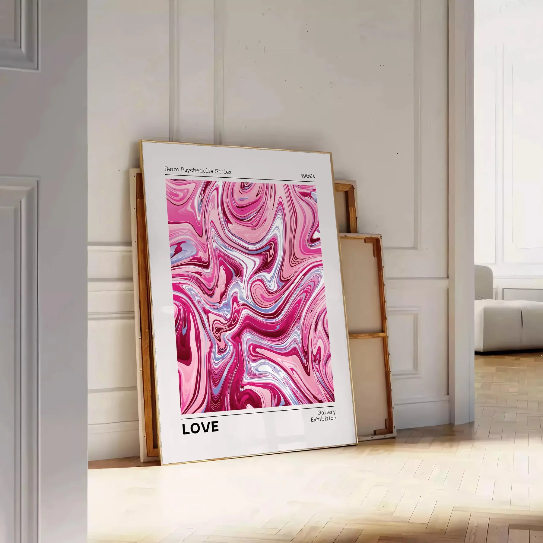 space retro psycho trendy poster rich brown vibrant orange hues eye wall art unique gift touch nostalgia home decor standalone print