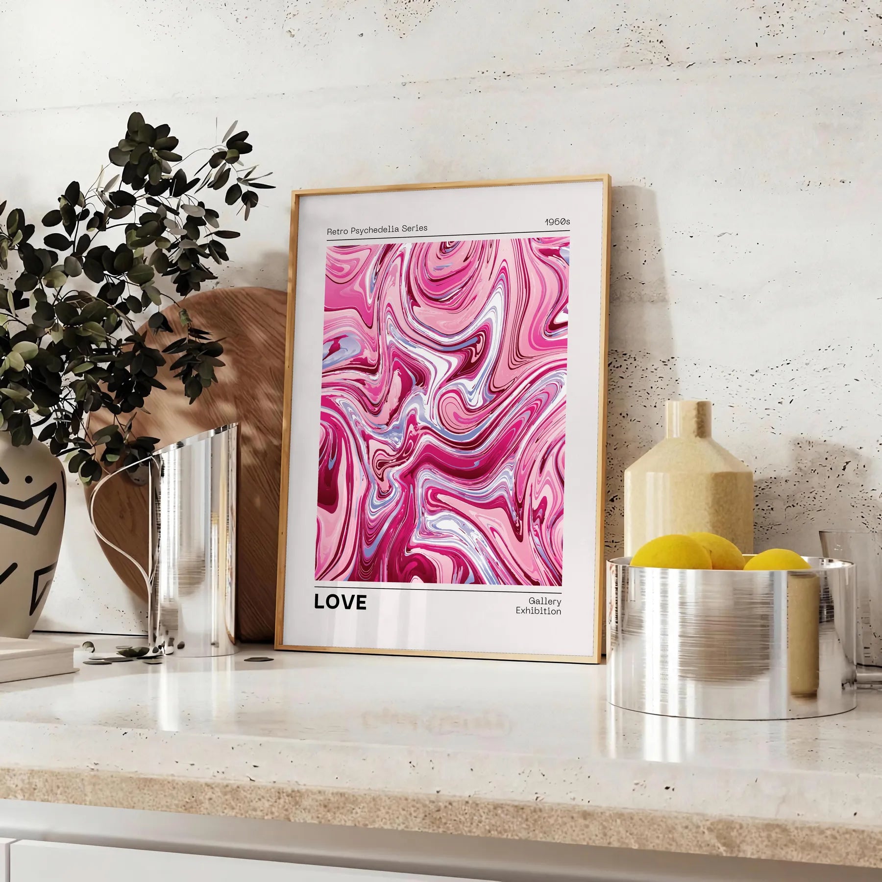 space retro psycho trendy poster rich brown vibrant orange hues eye wall art unique gift touch nostalgia home decor standalone print