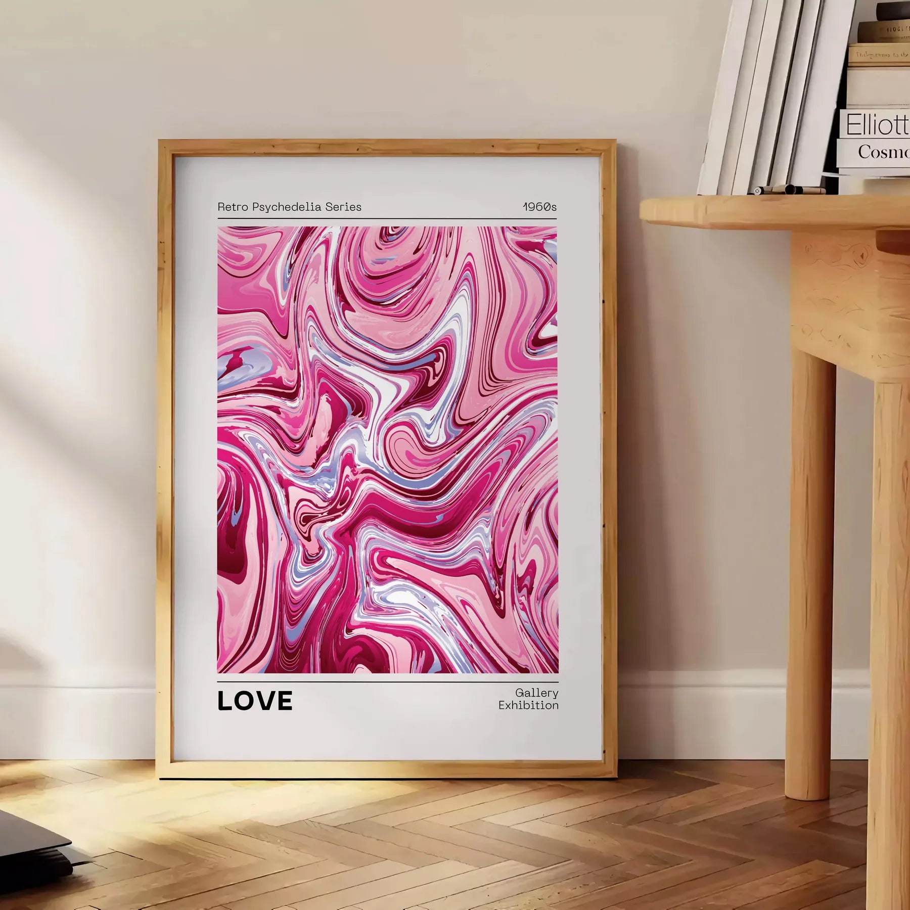 space retro psycho trendy poster rich brown vibrant orange hues eye wall art unique gift touch nostalgia home decor standalone print