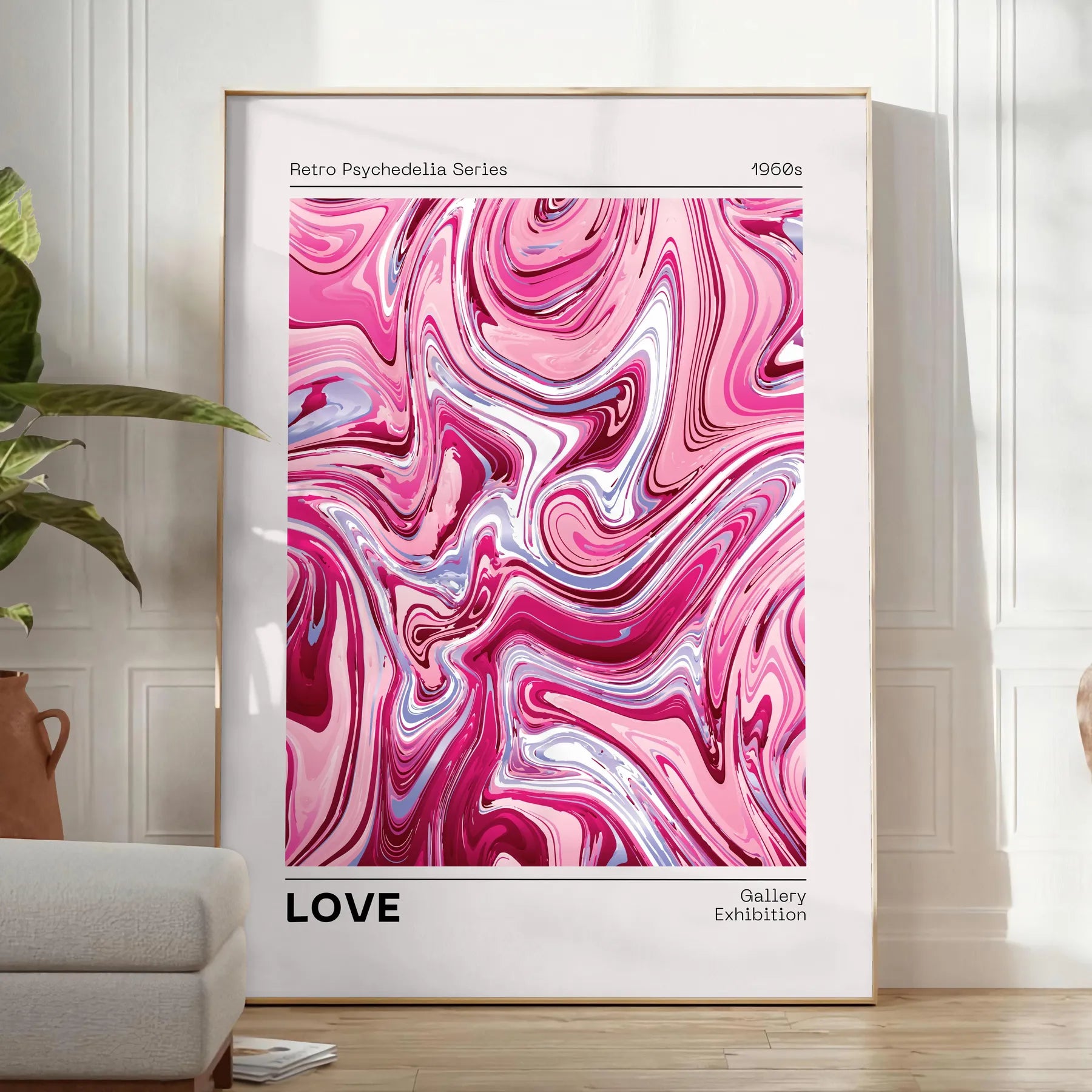 space retro psycho trendy poster rich brown vibrant orange hues eye wall art unique gift touch nostalgia home decor standalone print