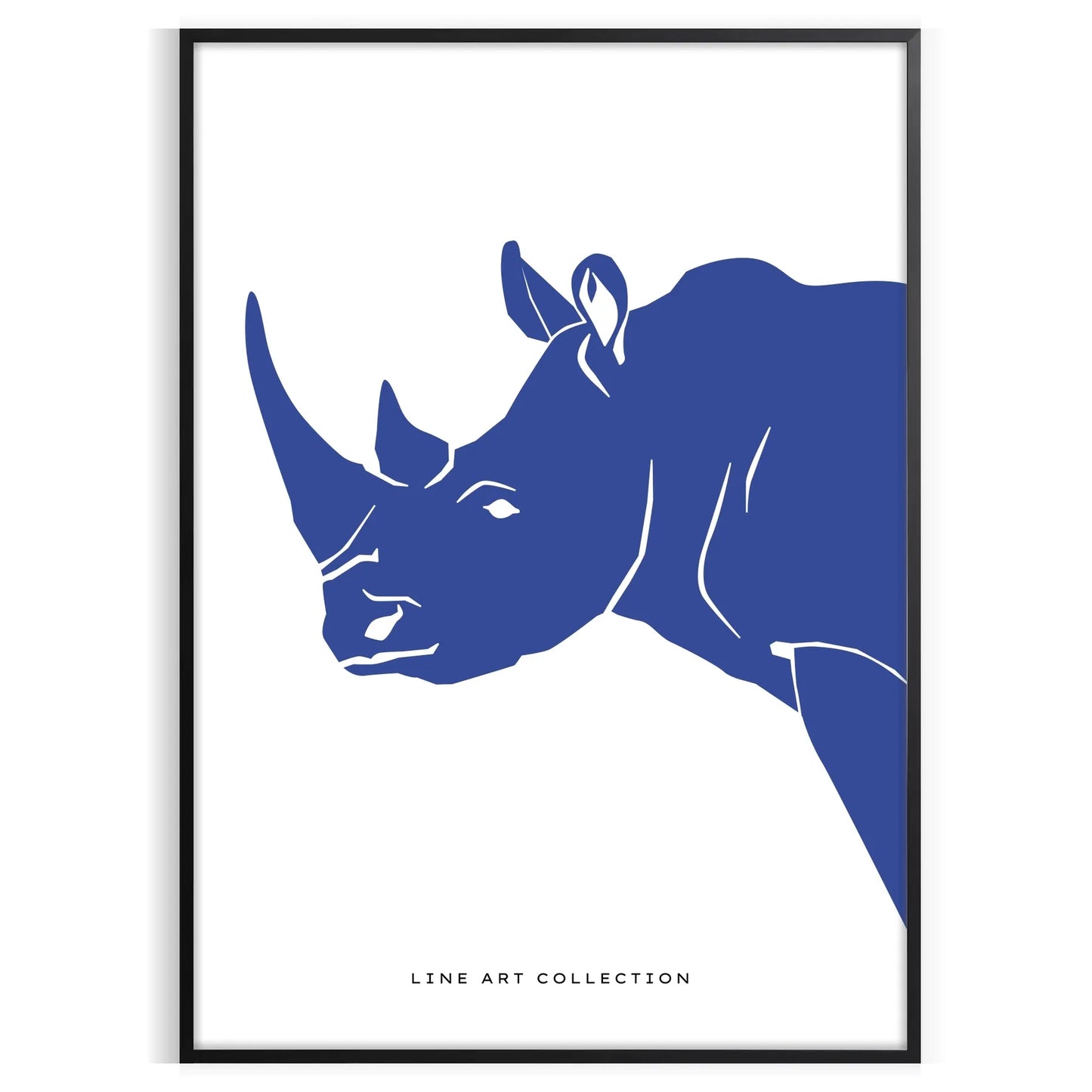 captivating beauty rhinoceros wildlife poster black blue hues wall art print touch wild space ideal gift nature lovers sizes A4 cm A0
