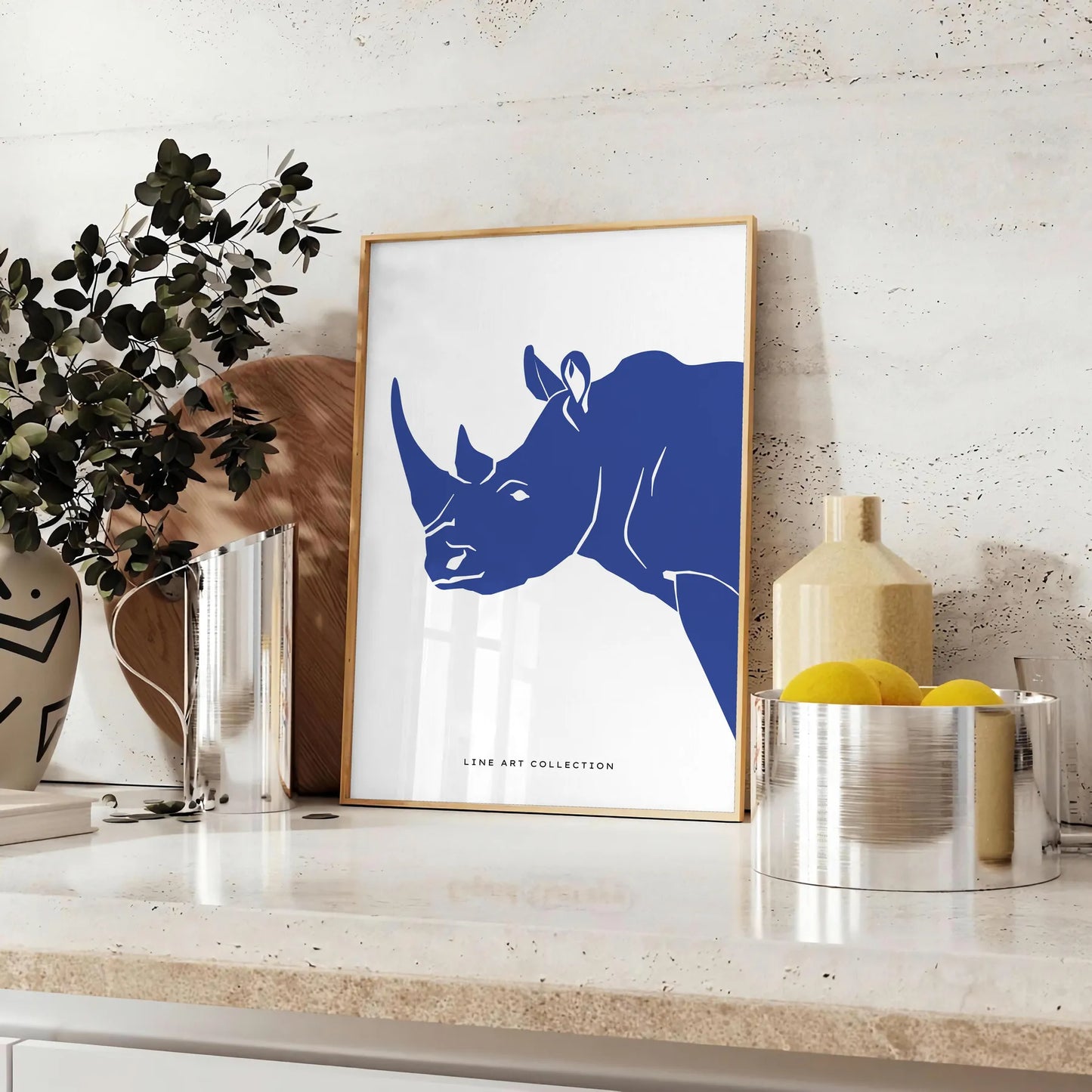 captivating beauty rhinoceros wildlife poster black blue hues wall art print touch wild space ideal gift nature lovers sizes A4 cm A0