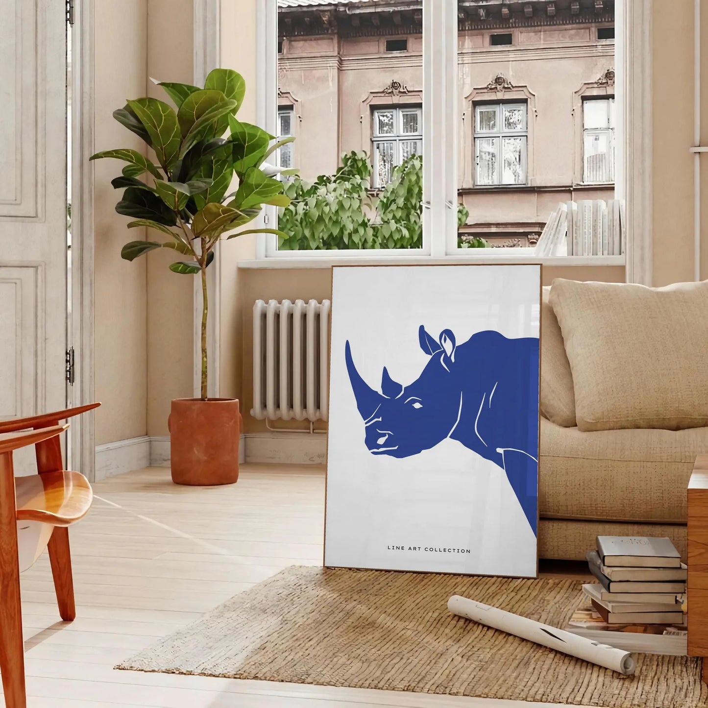 captivating beauty rhinoceros wildlife poster black blue hues wall art print touch wild space ideal gift nature lovers sizes A4 cm A0
