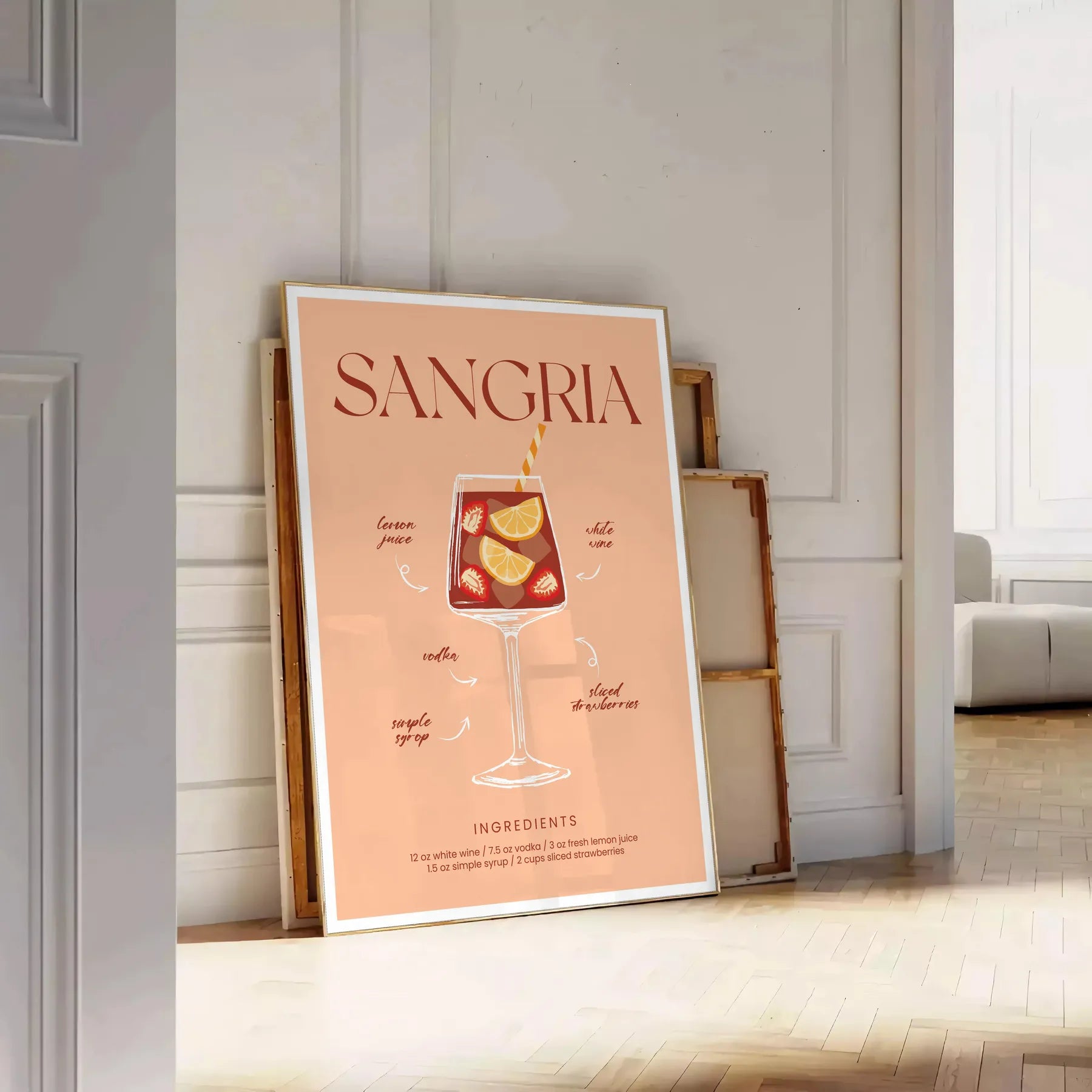 space vibrant Sangria Cocktail Poster rich brown orange hues essence summer captivating wall art perfect gift stylish addition room available A4 cm A0
