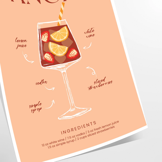 space vibrant Sangria Cocktail Poster rich brown orange hues essence summer captivating wall art perfect gift stylish addition room available A4 cm A0