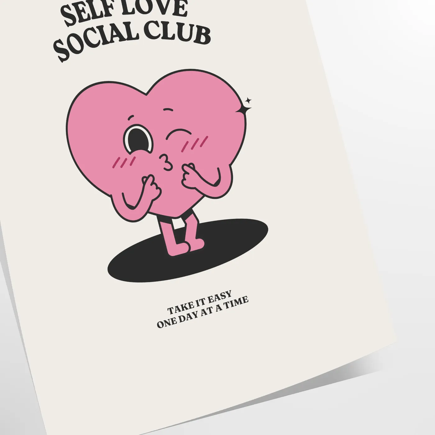 space Self Love Social Club motivational poster chic gray black tones inspiring wall art perfect gift home office style framed decor unique artwork today