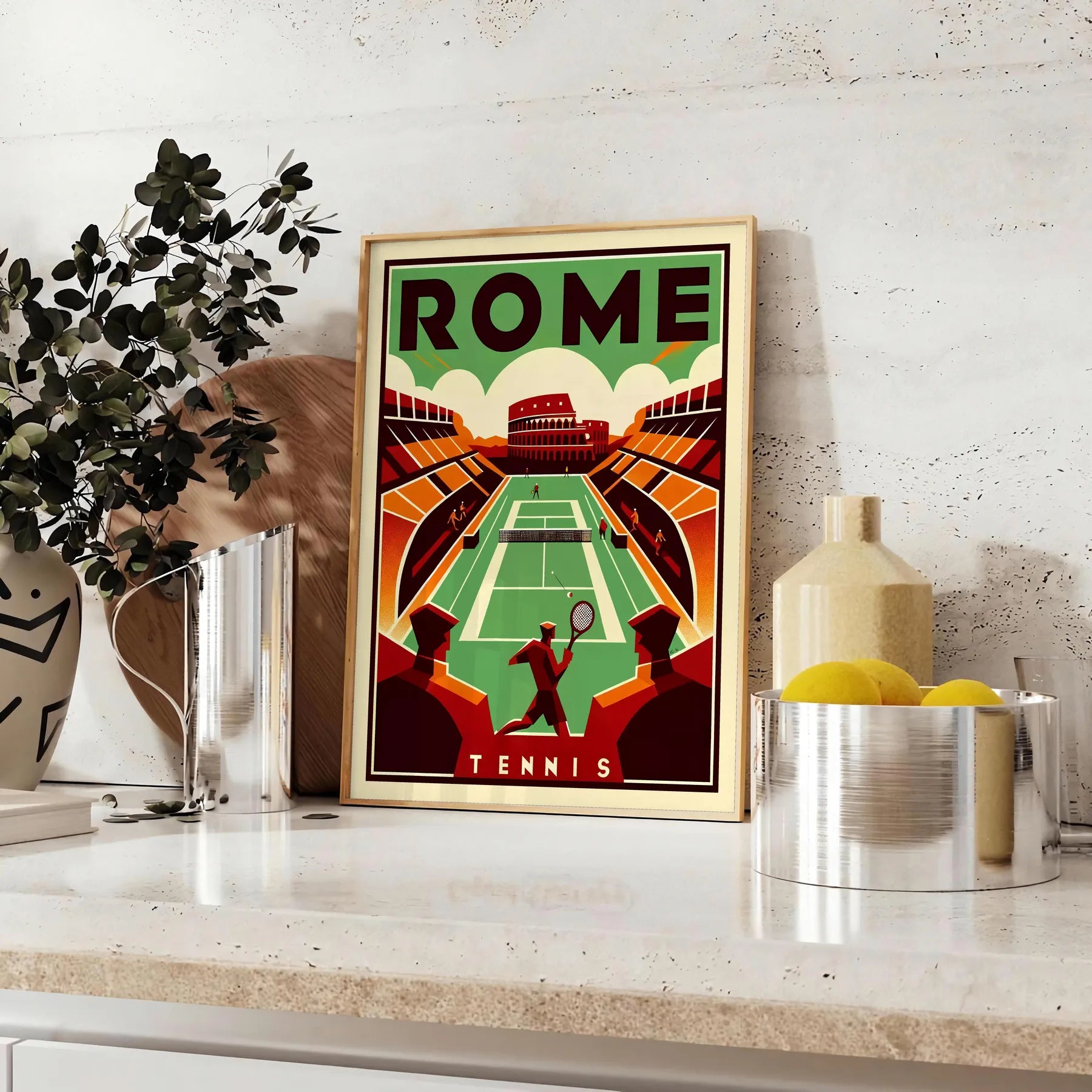 Elegant Roma tennis artwork perfect for any sports enthusiast elegant living room interior framed print