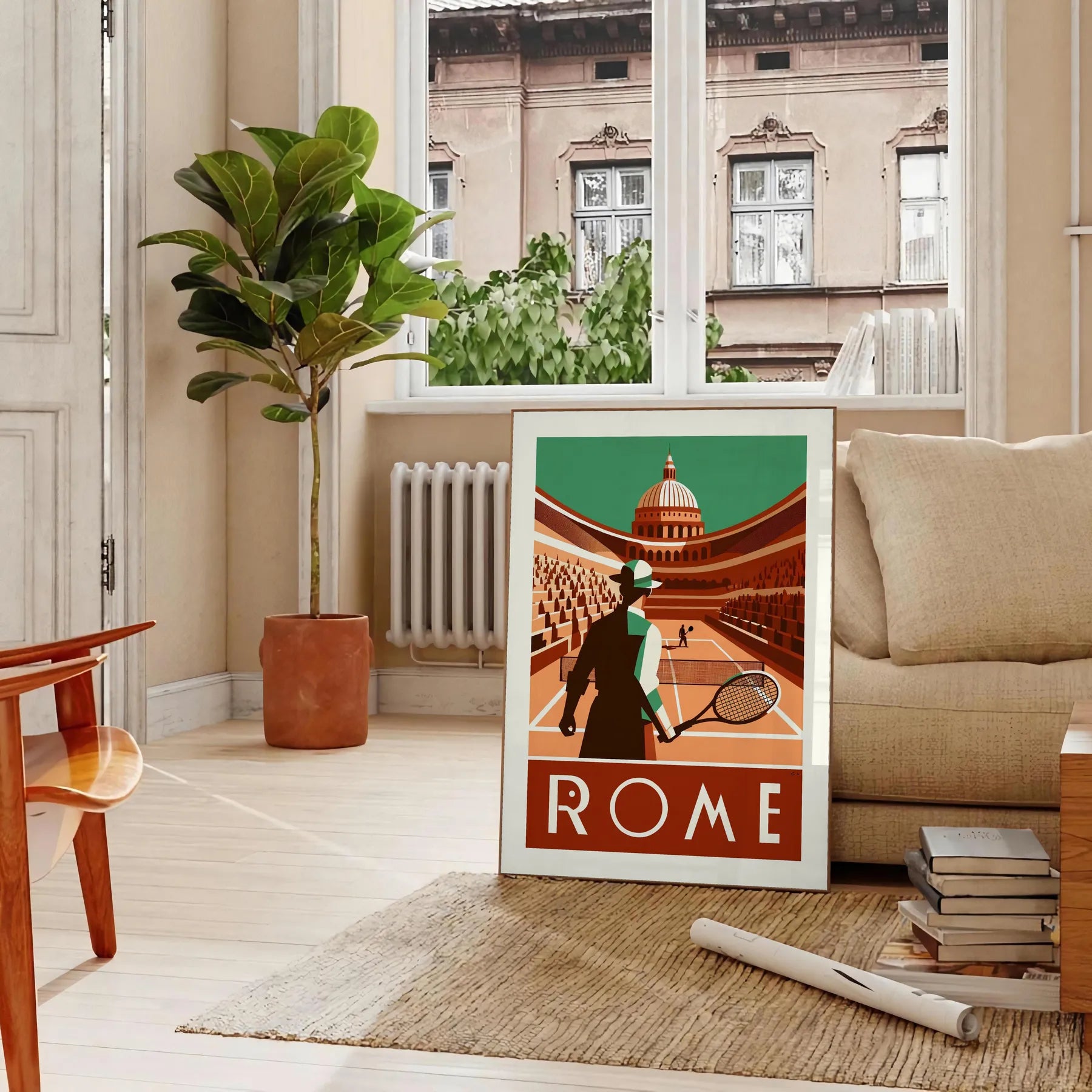 Elegant Roma tennis artwork perfect for any sports enthusiast elegant living room interior framed print