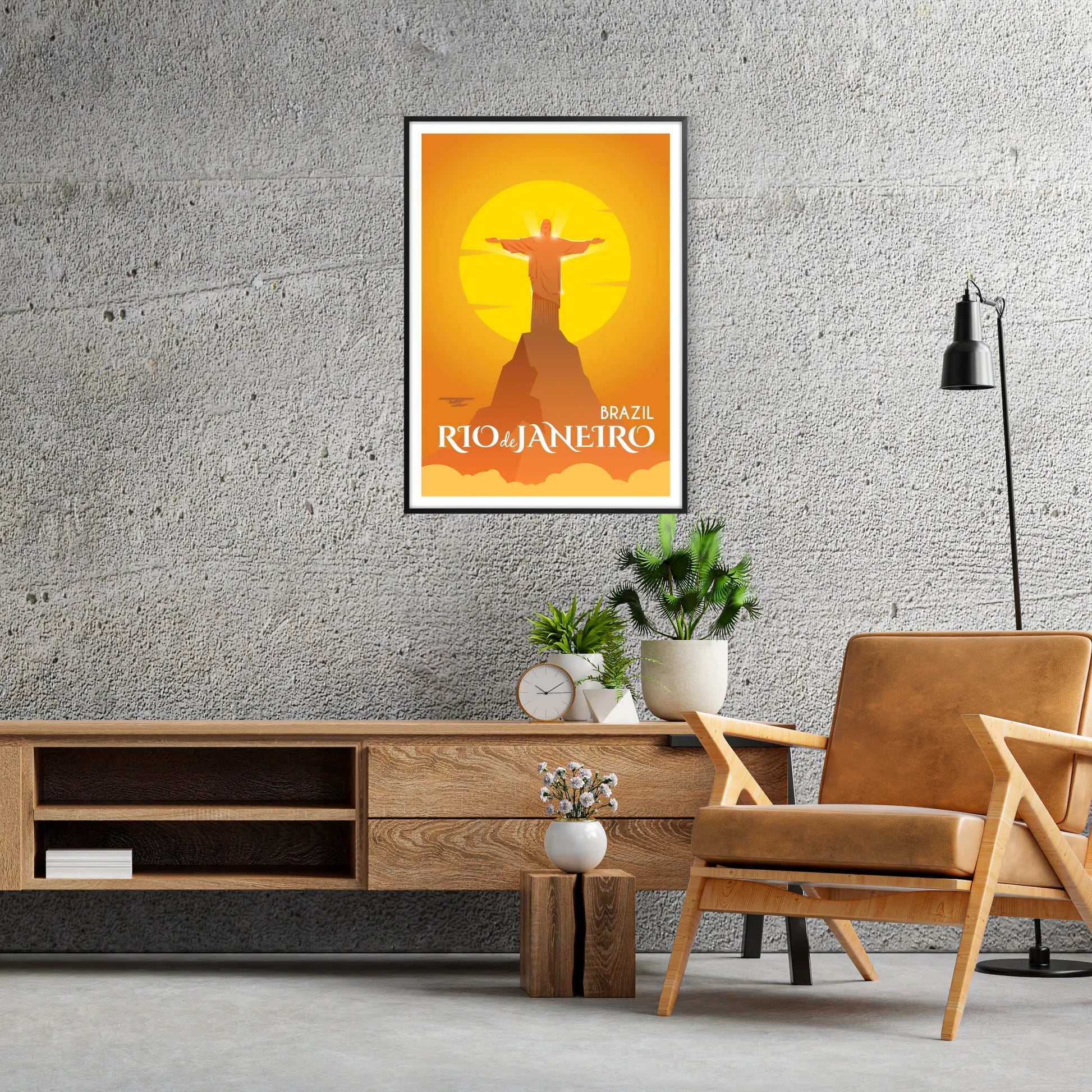 space Rio de Janeiro poster stunning white green palette wall art gift vibrant print essence Brazil iconic city sizes A4 cm A0