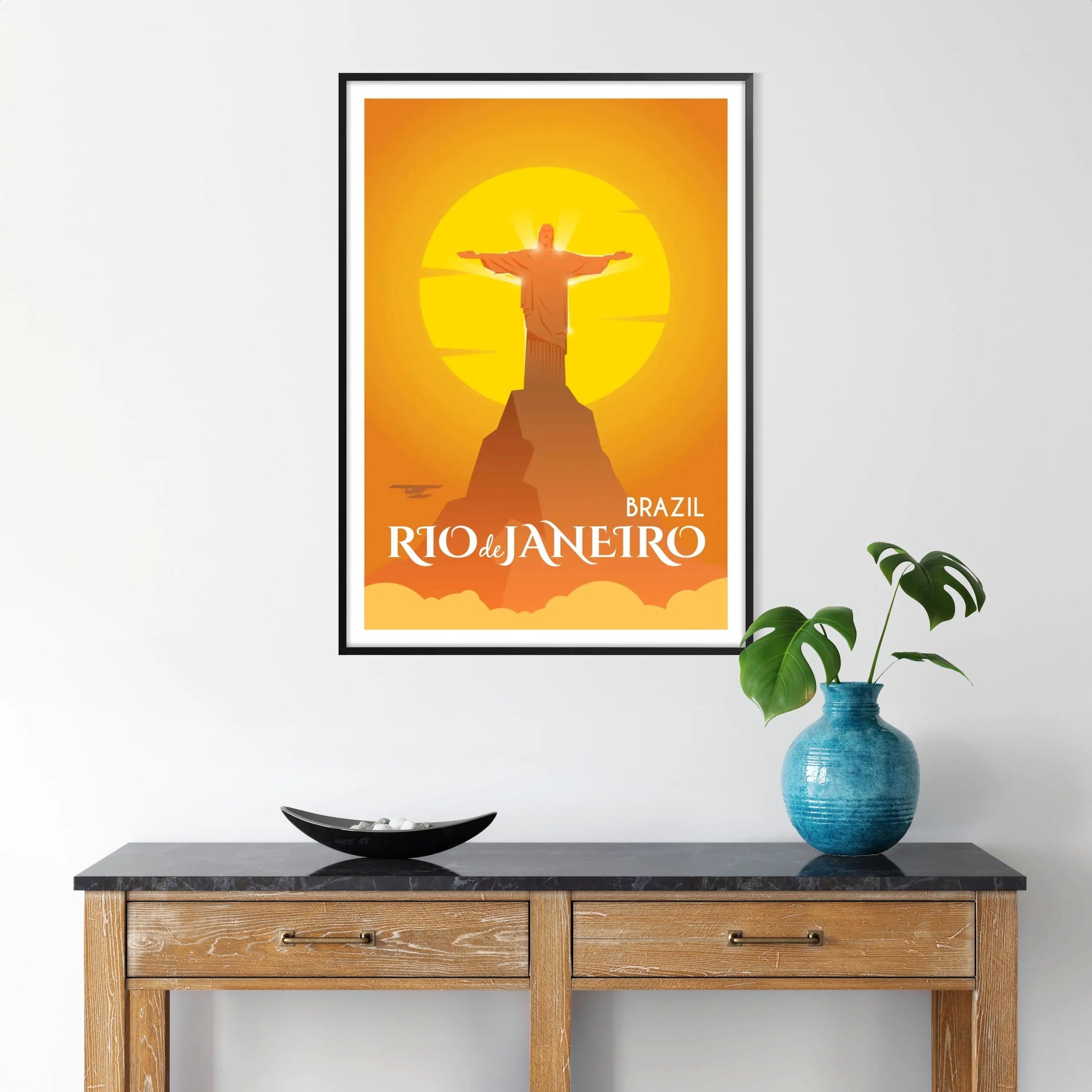 space Rio de Janeiro poster stunning white green palette wall art gift vibrant print essence Brazil iconic city sizes A4 cm A0