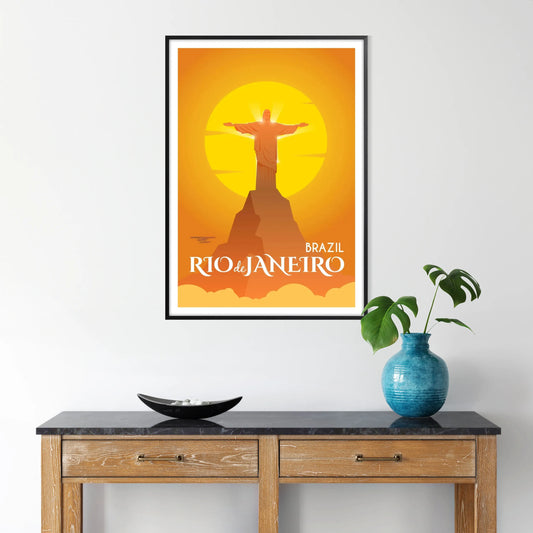space Rio de Janeiro poster stunning white green palette wall art gift vibrant print essence Brazil iconic city sizes A4 cm A0
