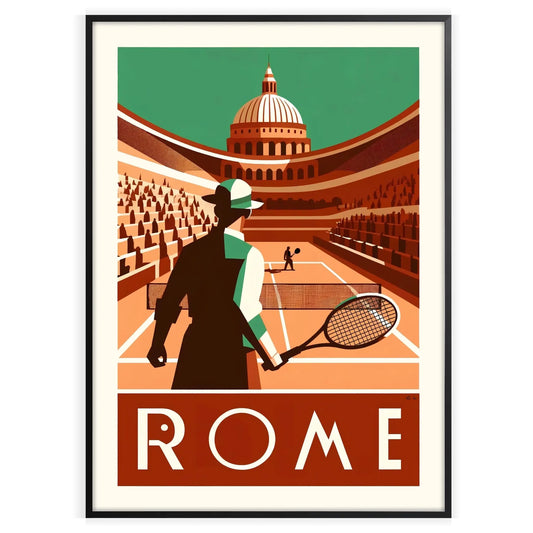 Classic Roma tennis design capturing the spirit of global Grand Slam tournament